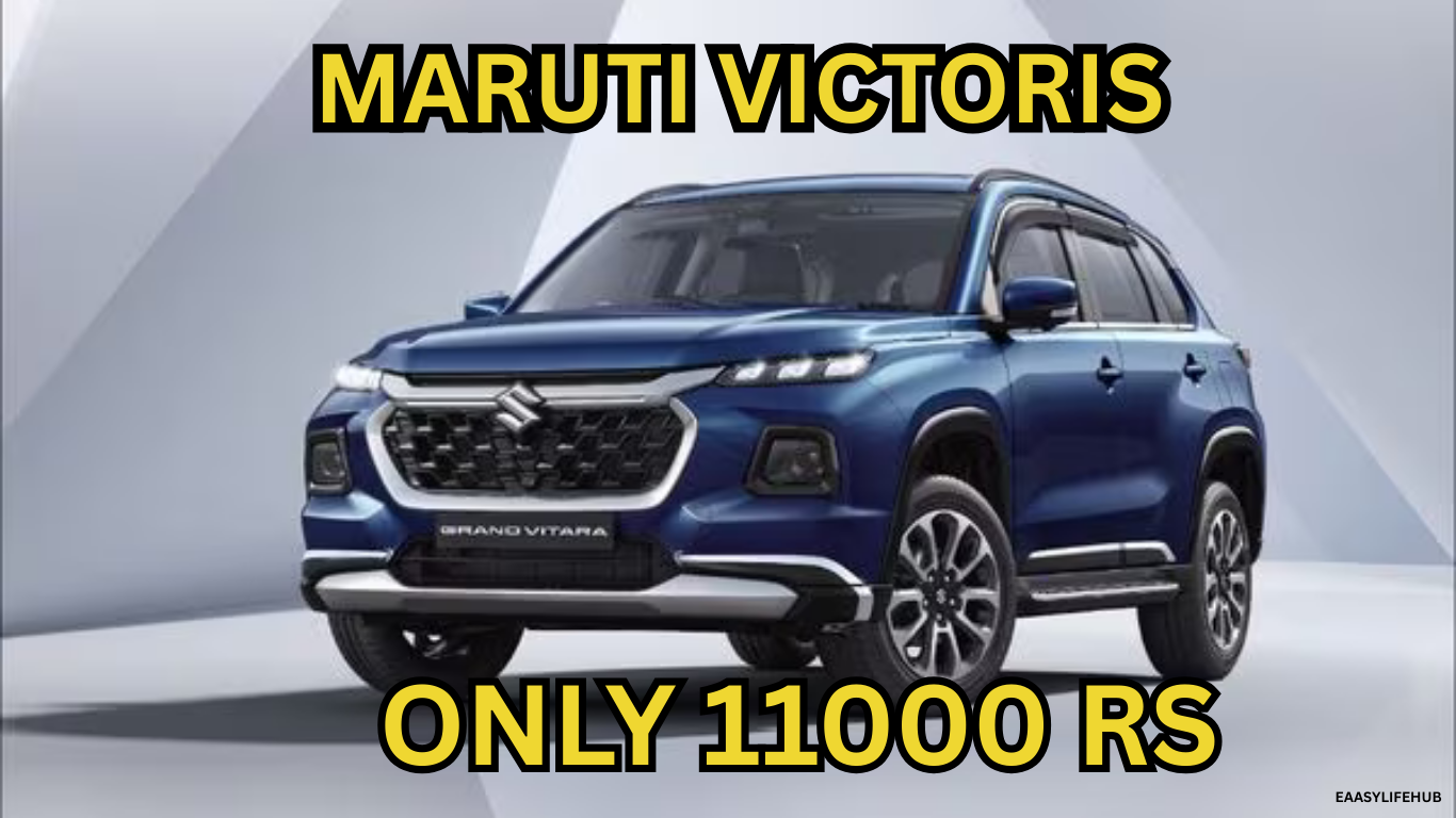 "मारुति विक्टोरिस कॉम्पैक्ट SUV का फ्रंट व्यू, LED हेडलैंप्स और स्लीक क्रोम ग्रिल के साथ"