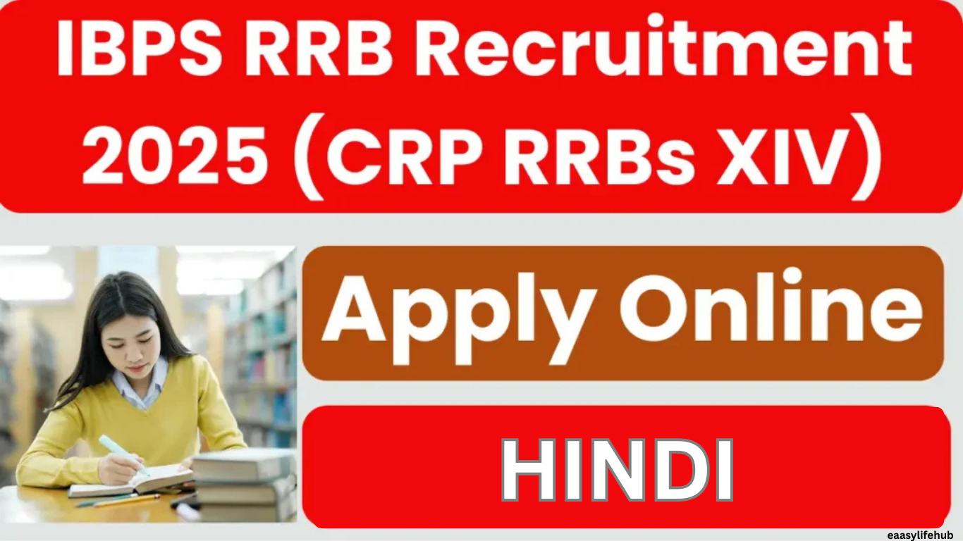 Aspirant preparing for IBPS RRB Office Assistant 2025 exam with Hindi study materials"