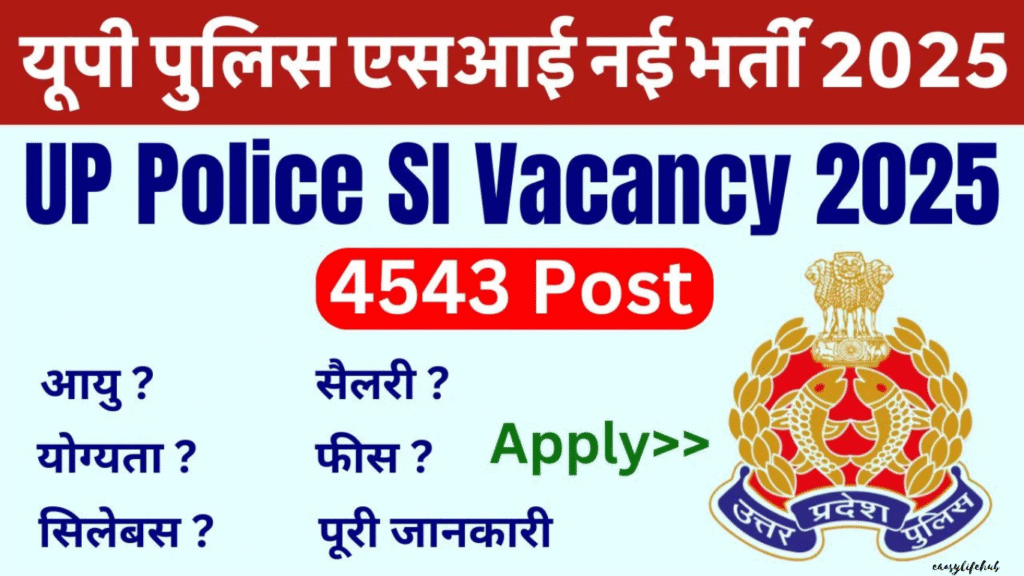 यूपी पुलिस एसआई भर्ती 2025 का आधिकारिक लोगो और भर्ती नोटिफिकेशन की तस्वीर